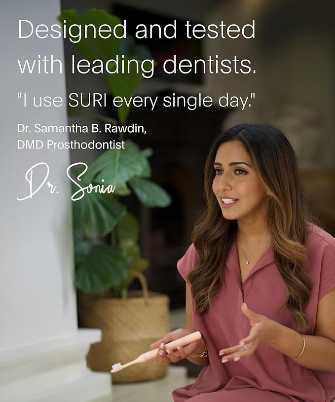 SURI 2.0 New Sonic Electric Toothbrush with Pressure Sensor & UV-Cleaning Travel Case | 1 Month+ Battery | Electric Toothbrush for Adults | Travel Toothbrushes | Tooth Brush | Pink