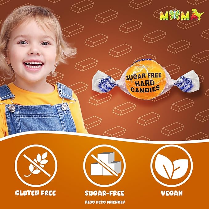 Sugar Free Butterscotch Hard Candy - 1 lb Delicious Bulk Candy Individually Wrapped - Gluten Free, Vegan, Keto Friendly Butterscotch Bag of Treats for Mima's Summer Mega Sale & Valentines Day