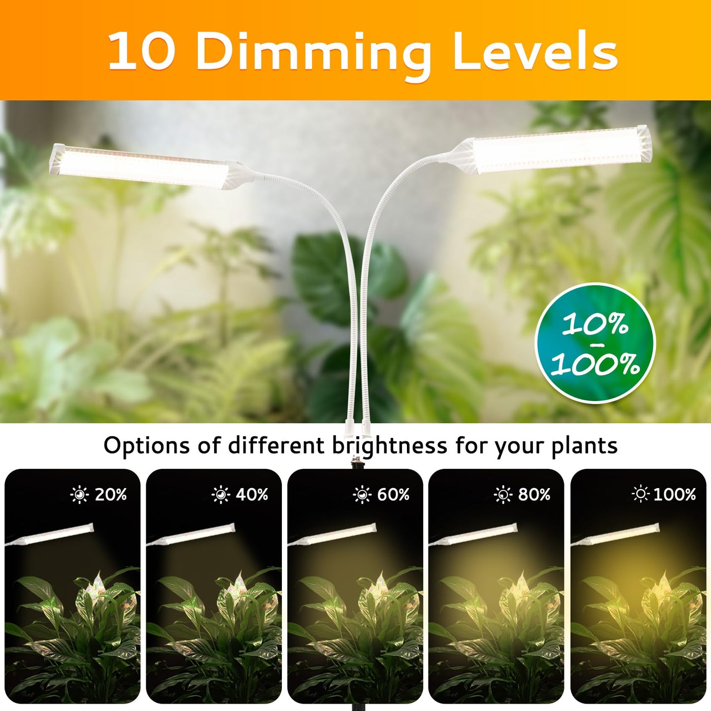 Secefeao 210 LED Grow Lights for Indoor Plants Full Spectrum, LED Plant Light with Stand, Adjustable Height, Plant Grow Lights with Auto 4/8/12/H Timer for Indoor Tall Plants.