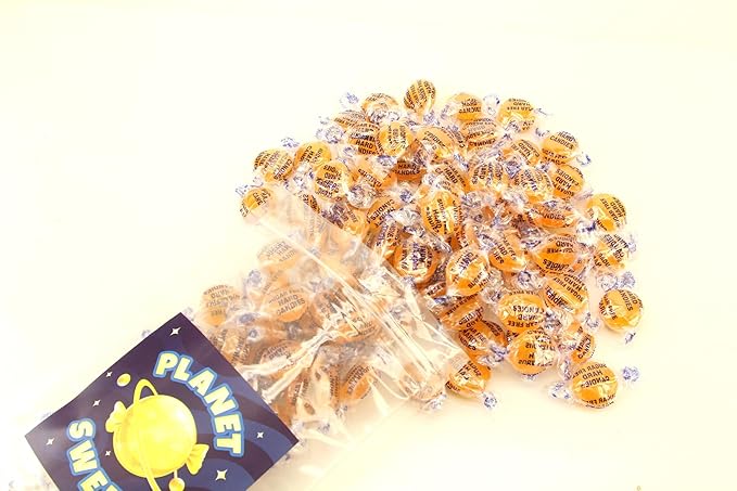 Planet Sweets Premium Sugar Free Butterscotch Hard Candy Buttons - 1.5 Pounds - Individually Wrapped Discs Candies