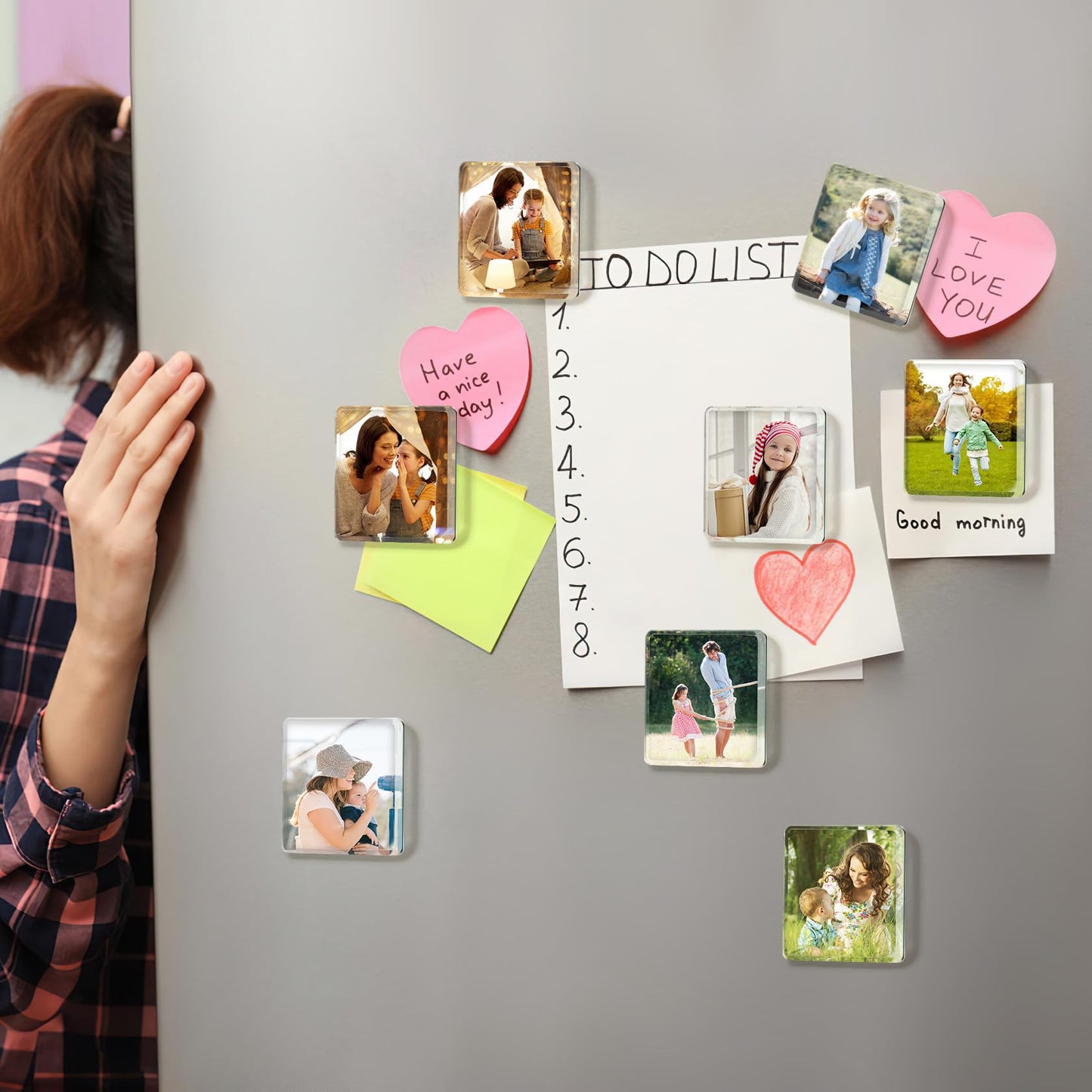 RAINBOW WSK 20 Pcs DIY Fridge Magnet Kit - Square Clear Acrylic Magnetic Set with Adhesive Backing for Photo,Crafts,Office,Classroom,Cabinets,Kitchen,2 Inch