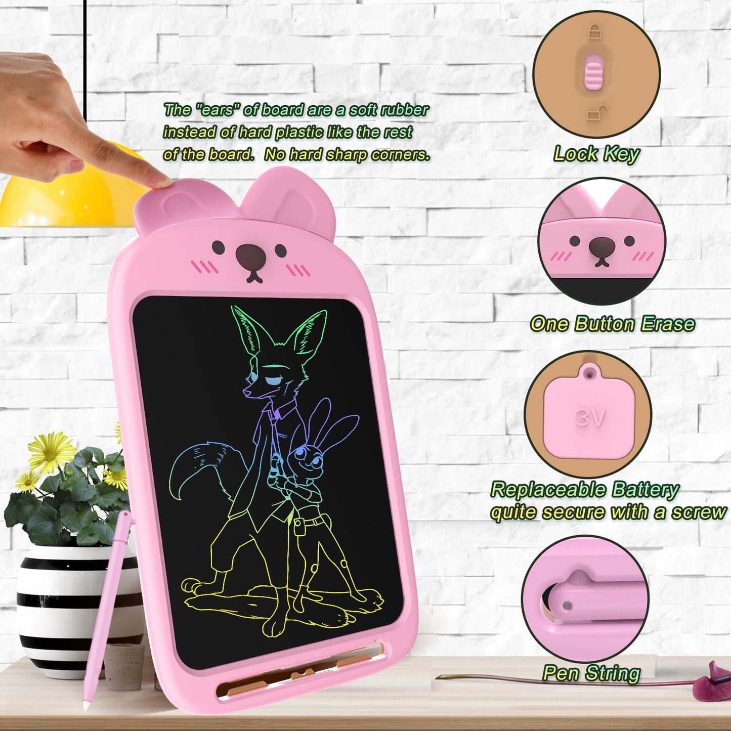 CHAFEGY 10 Inch LCD Writing Tablet, Erasable Doodle Board Toy, Cute Rabbit Drawing Pad for Kids Ages 2-6 - Educational Christmas Birthday Gift (Rabbit)