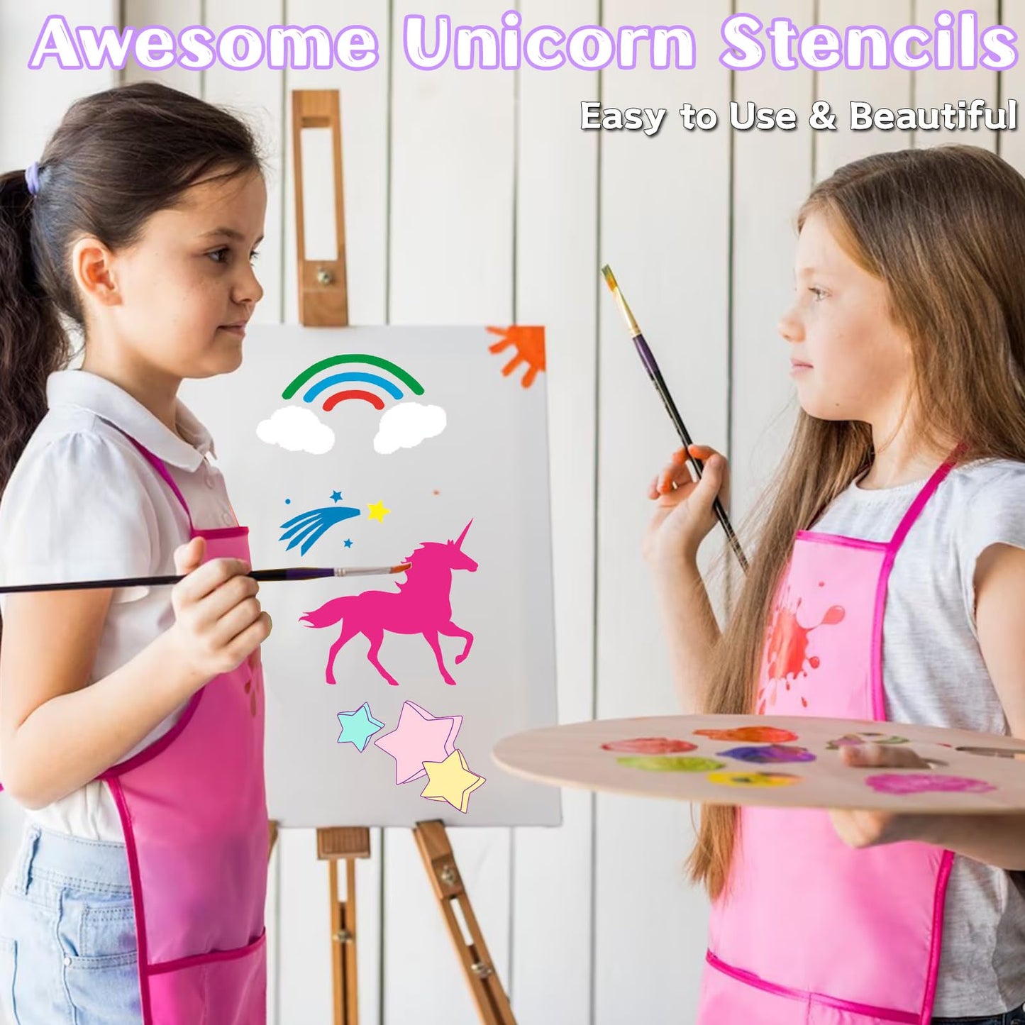 LanMa 18 Pieces Unicorn Drawing Stencils for Girls,Plastic Unicorn Stencils Templates for Painting, DIY Crafts, Art Projects