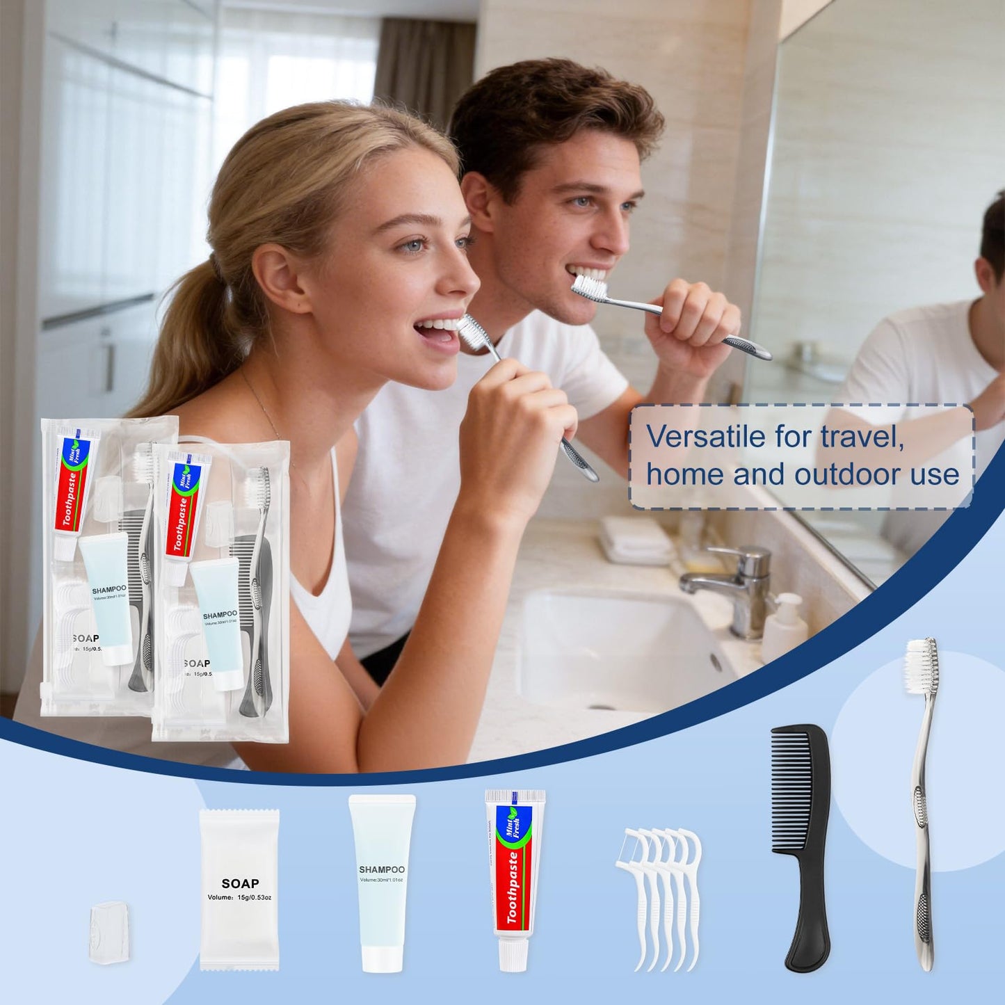 Lomgwumy Hygiene Kit, Personal Hygiene Kit Comes with Individually Packaged Items. Travel Toothbrush Kit Suitable for Travel, Hotels, Camping, and Home Use (25-Pack)