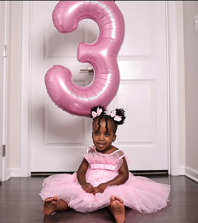 Pearlescent Pink 6 Balloon, Number Balloons 40 Inch, 6th Balloons for Birthday Decorations, Pastel Pink Party Supplies 6 Birthday Balloon, Number 6 Balloon