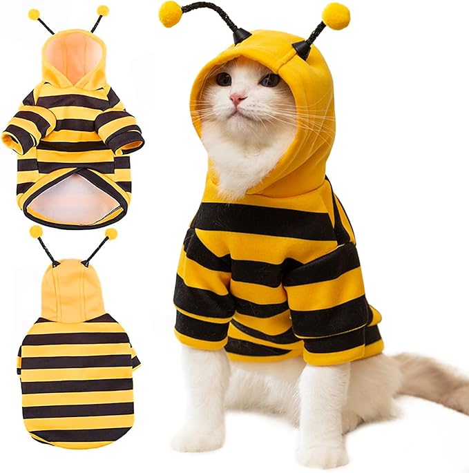 DENTRUN Sphynx Cat Sweater, Funny Bee Costume & Warm Breathable Top Clothes