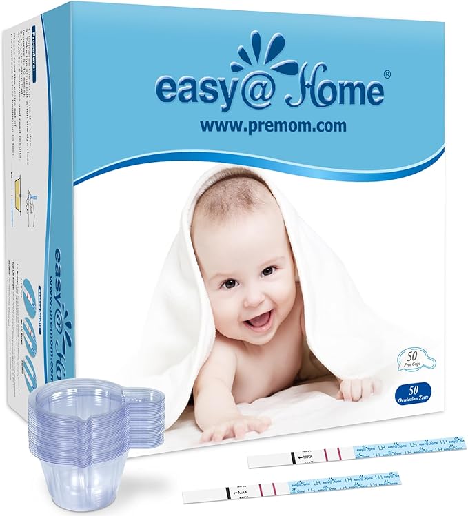 Easy@Home Pregnancy Test Sticks + Easy@Home 50 Ovulation Test Predictor Kit + Cups + Easy@Home Digital Basal Thermometer