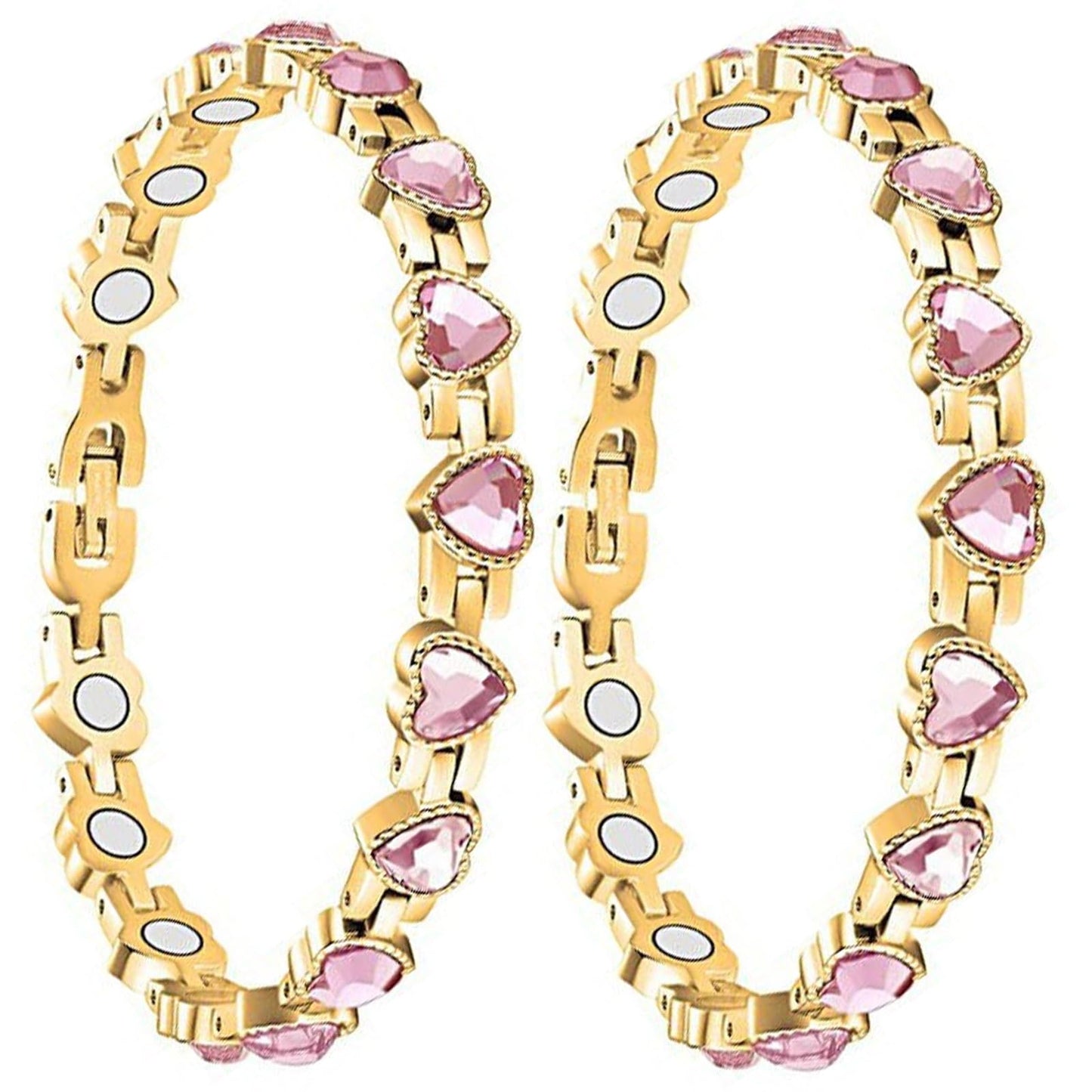 Copper Bracelet for Women, 99.99% Pure Copper Megneetic Bangle Arthritis, Effective Neodymium Lympunclog, Titanium Steel Heart Crystal Bracelets, Pulsera de Cobre para Mujer