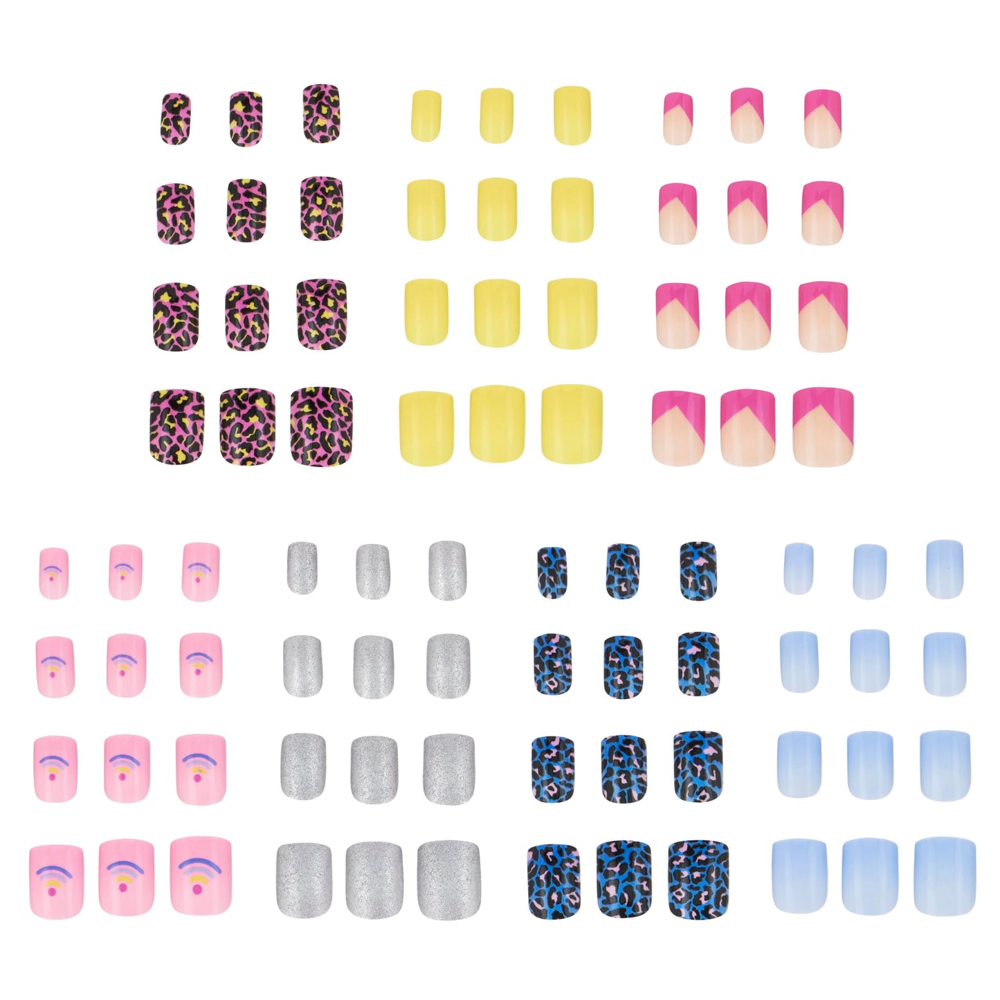 7 Day Manicure Collection - 84PC Press On Nail Set, Day-Of-The-Week Adhesive False Nails for Girls (HELLO THERE Collection) – Colorful Novelty Designs Stick On Nails For Kids
