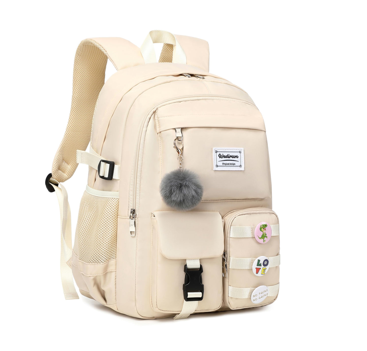 Wadirum Women Casual Backpack Set Girl School Bookbag Set Cute Laptop Ruaksack Beige