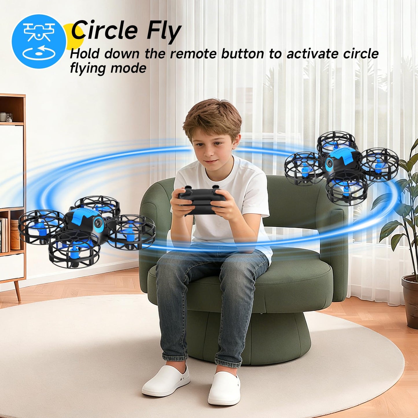 4DRC V18 Mini Drone for Kids Beginners, RC Quadcopter with 2 Control Modes, Headless Mode, Altitude Hold, Auto Hover, 3 Speeds, 3D Flips, LED Lights, 2 Batteries, Gift Toy for Boys