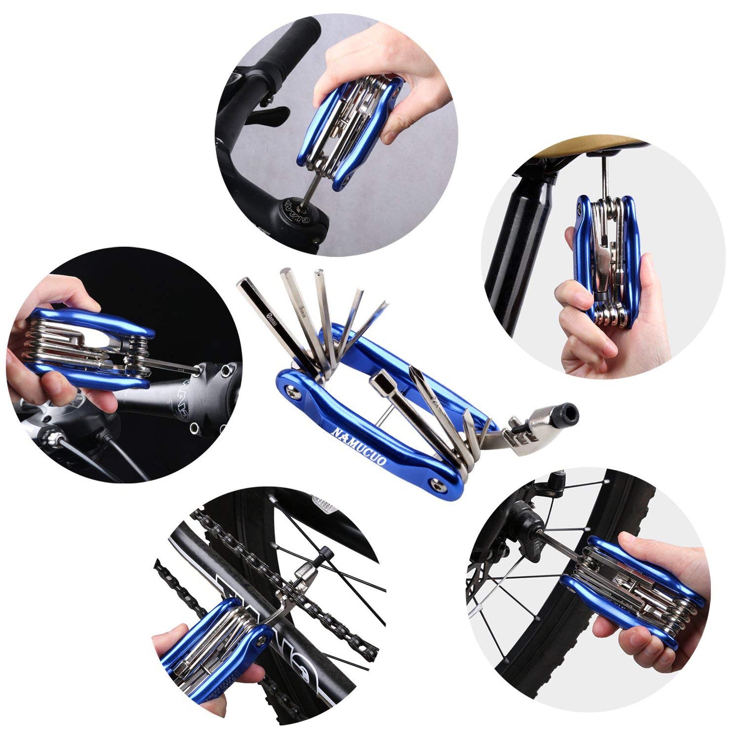 YBEKI 10-in-1 Bike Repair Kit with, 3-in-1 Tire Levers, Glueless Patches, Multifunctional Bone Wrench & Waterproof Saddle Bag | Compact Bicycle Multi-Tool Kit for Emergency Roadside Repairs