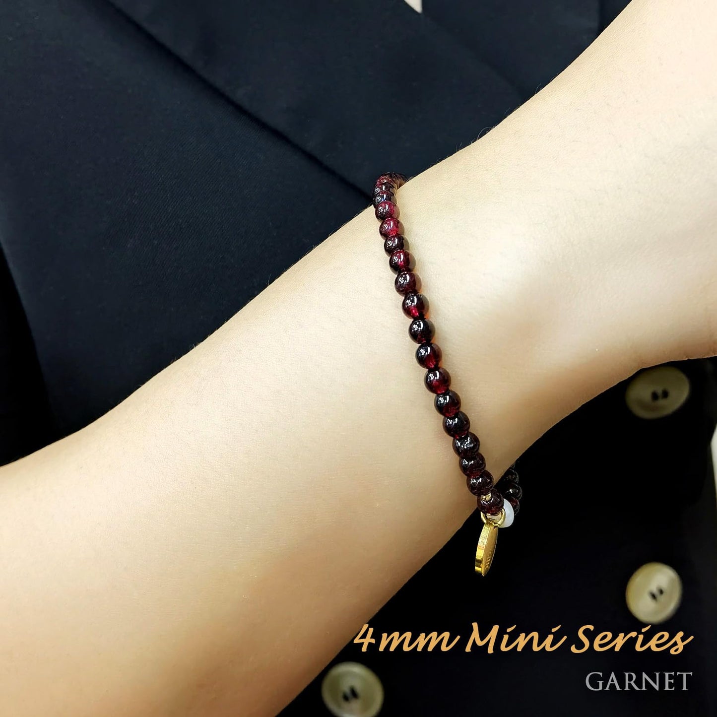 Morchic 4mm Natural Garnet Gemstone Beads Stretch Bracelet for Women, With Freshwater Pearls, Energy Birthday Gift for Her 7.2”