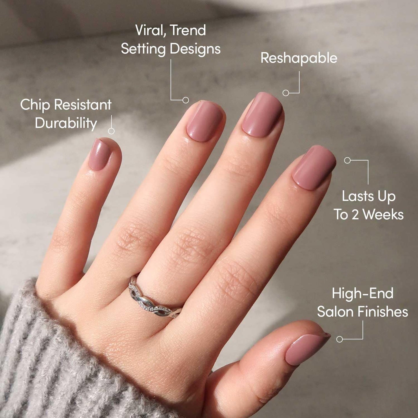 Glamnetic Press-On Nails Bundle - Mauve Cutie & Mauve On | 2 Muted Purple Fake Nails in Super Short & Short Squoval | Durable, Salon-Quality Nail Kits