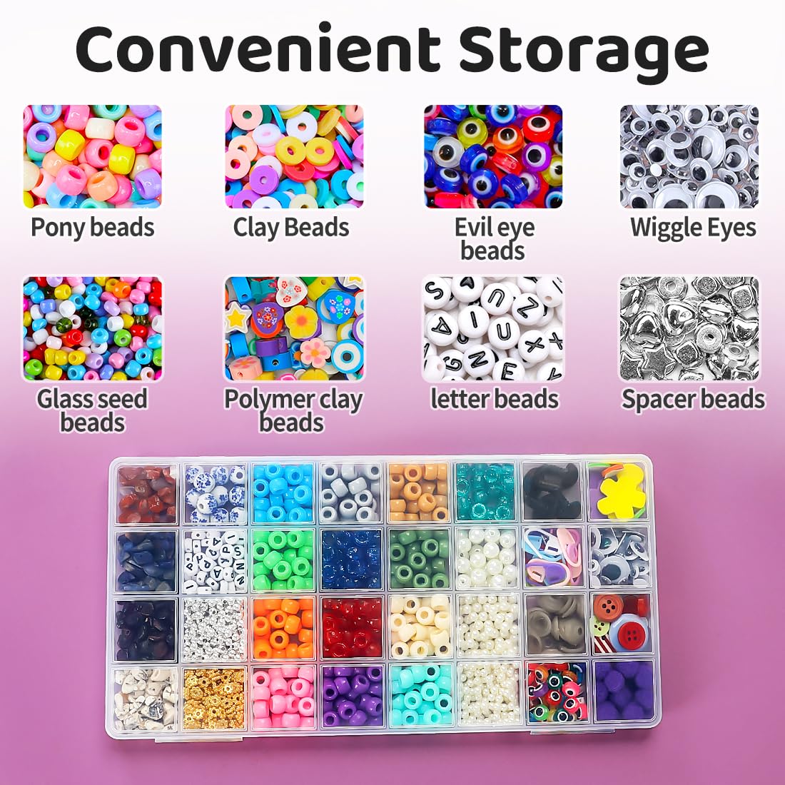 Eppingwin 32 Grids Bead Organizer, Craft Organizers and Storage, Acrylic Organizers, plastic Bead Organizer Box for Crafts Organizing Storing (4 pack)