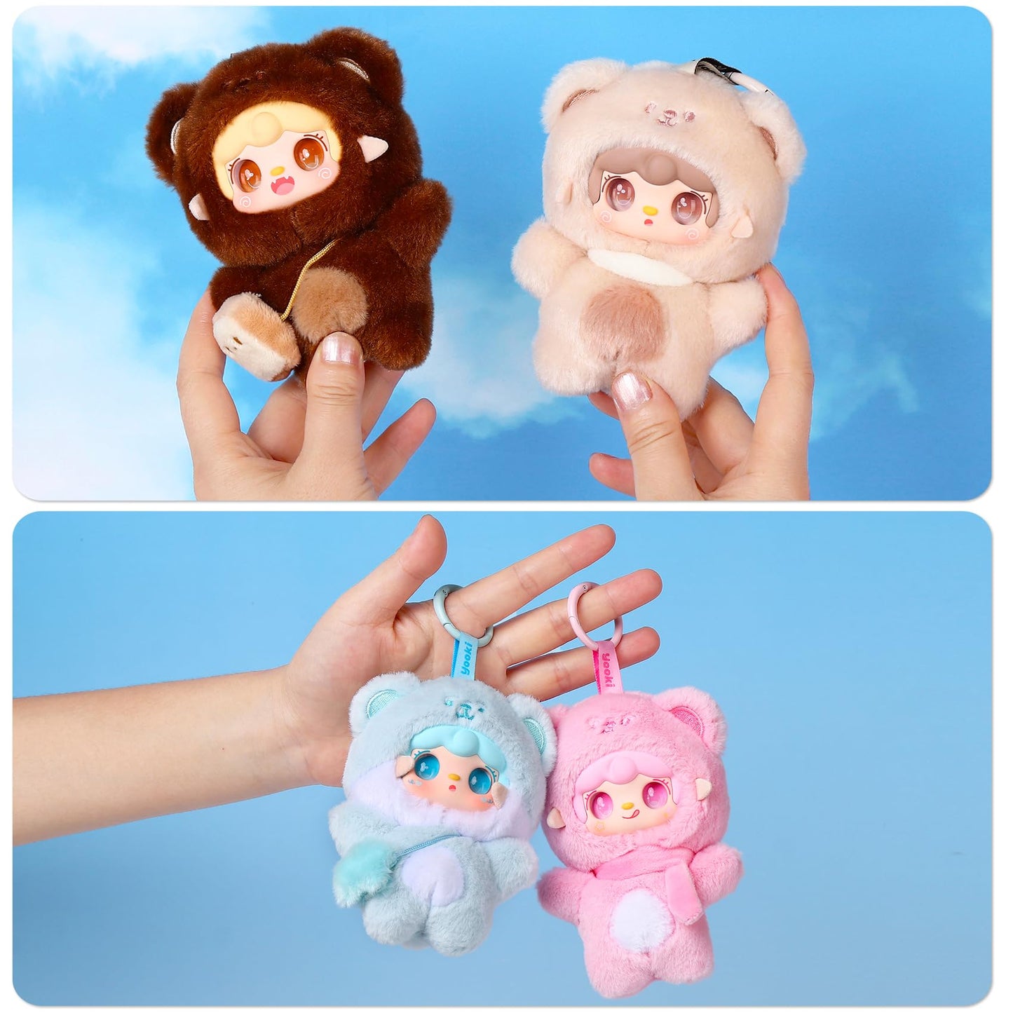 Yooki Cute Plush Pendant Blind Box,Random Vinyl Dolls Surprise Birthday Gifts,Single Mystery Box-Take A Bite of Bear Series