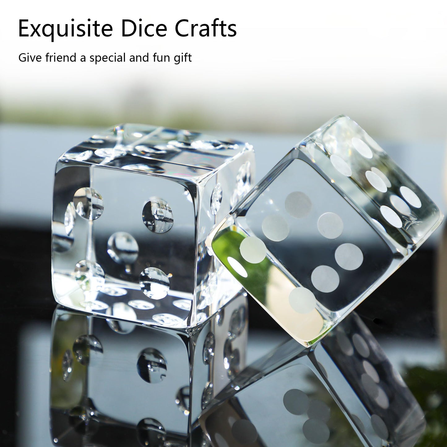 QFkris 2.2" Glass Dice Paperweight Glass Art Dice Figurine Paper Weights for Desk