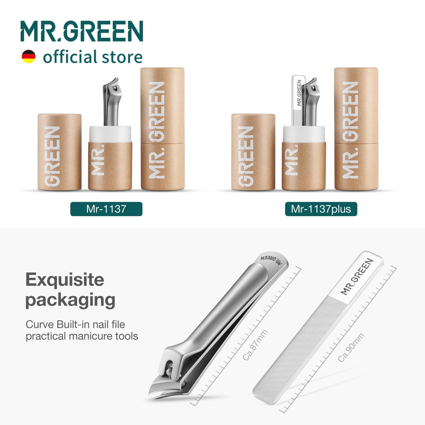 MR.GREEN Oblique Toenail Clipper Stainless Steel Pedicure Tools Good at Cutting Thick and Hard Nails Professional Ingrown Nail Cutter (Nail Clipper)