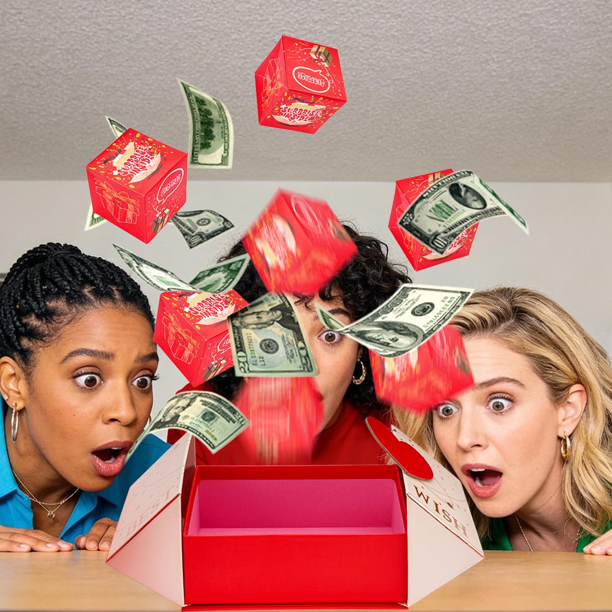 Voeveca Surprise Box Gift Box for Money, Folding Bouncing Gift Boxes, Best Wish Surprise Gift Heart Box Explosion for Birthday, Anniversary, Valentine‘s Day, Mother’s Day (Red, 20)