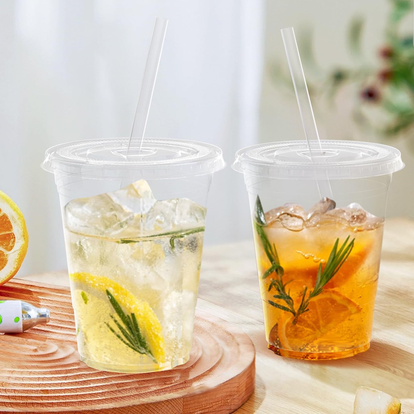 Dealusy 100 Pack - 16 oz Clear Plastic Cups with Lids and Straws, Sturdy & Food Safe Iced Coffee Cups with lids, Disposable Plastic Smoothie Cups for Cold Drinks