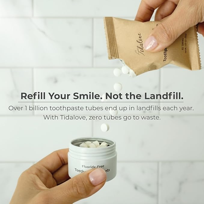 Citrus Yuzu Mint Fluoride-Free Toothpaste Tablets with Nano Hydroxyapatite | Natural Whitening, Enamel Strengthening, Plastic-Free & Travel-Friendly (4 Month Refill)