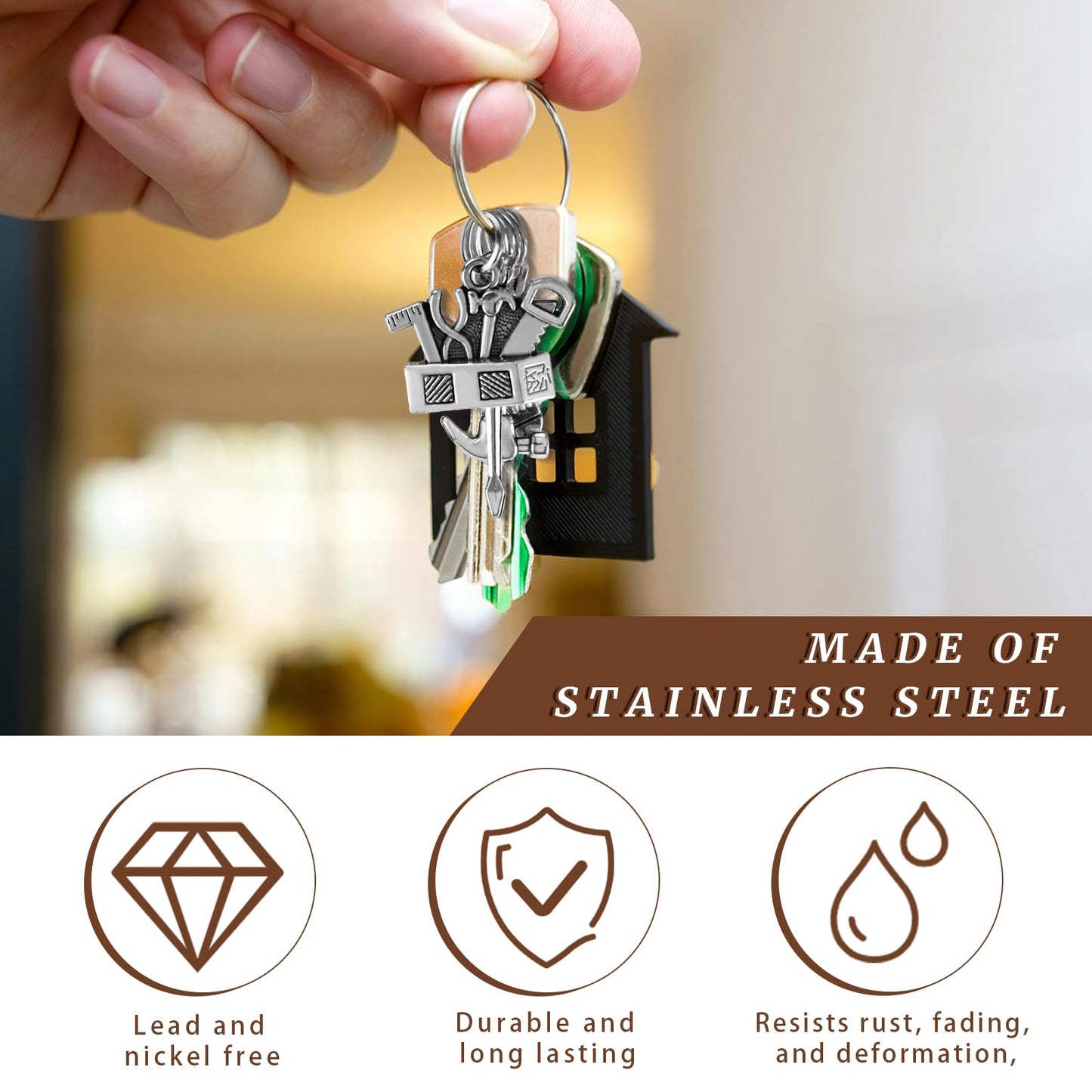 MEDIHOOL 20PCS Tools Keychains, Toolbox Pendant Keychain with Wrench Hammer Screwdriver Charm Gift for Dad & Handymen DIY Enthusiasts