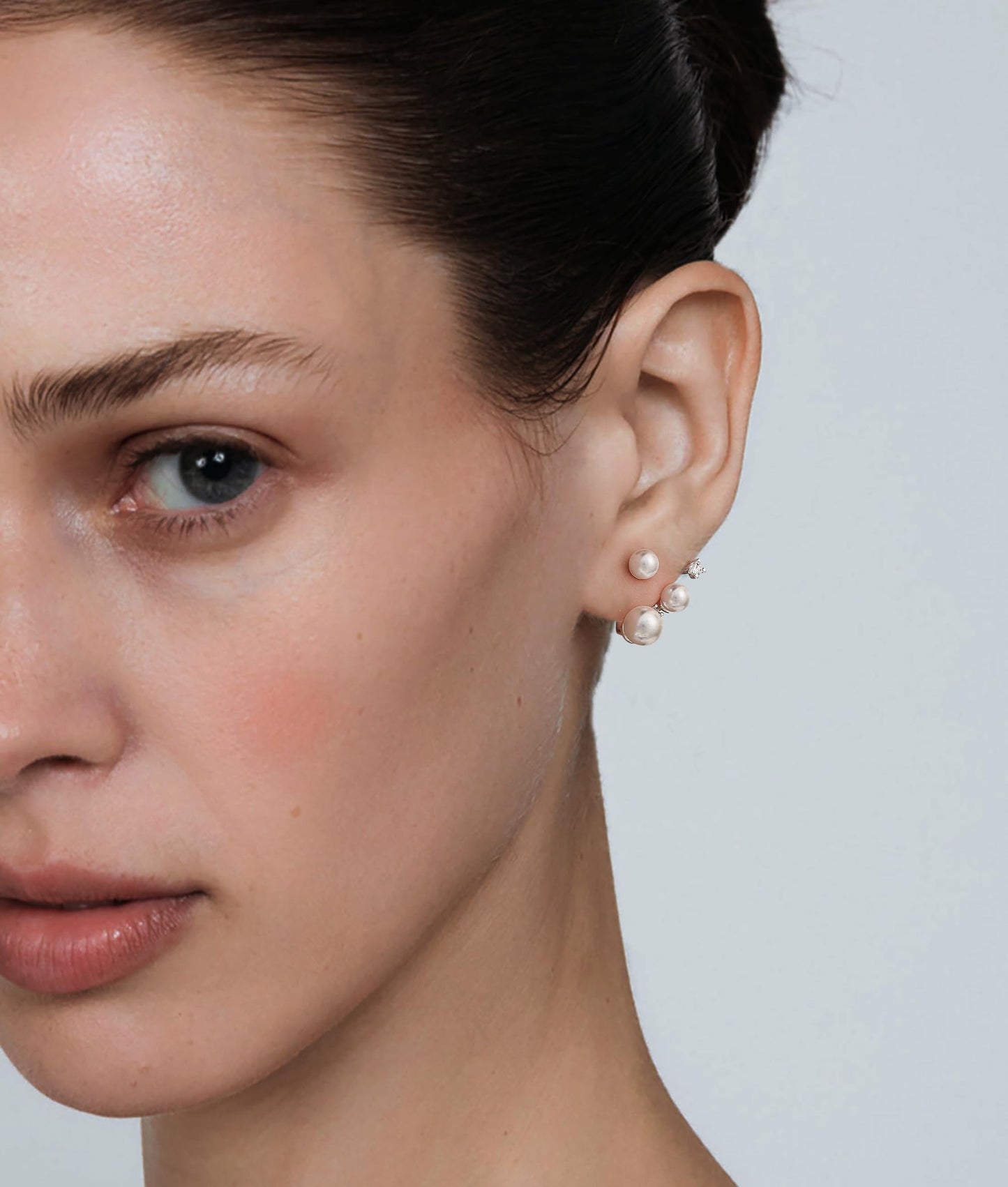 Freekiss Silver Vintage Pearl Ear Jacket Earrings: Dainty Front Back Earrings with Pearl CZ Sterling Silver Plated Bridal Wedding Eearring Set Hypoallergenic Jewelry for Women