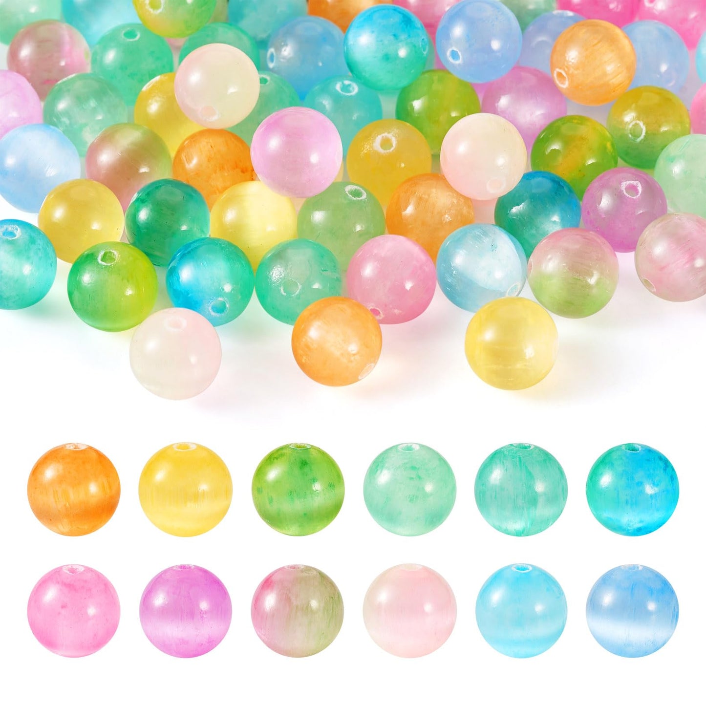 60Pcs Natural Selenite Beads 8mm Natural Stone Beads Grade A Smooth Round Gemstone Loose Bead for Women Bracelet Jewelry Making Mother’s Day
