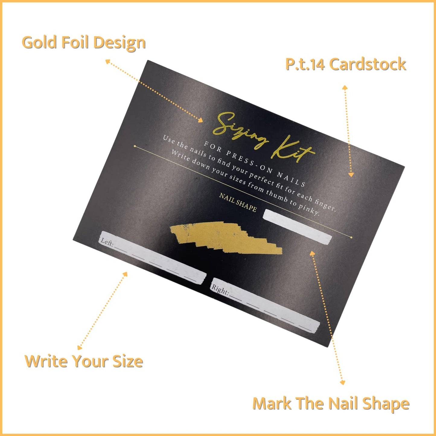 Press On Nail Sizing Card 30 Pack Empty Large Black Gold Postcard Press On Nails Supplies For DIY Sizing Guide False Nails Tips (5 * 7 inch, black&gold)