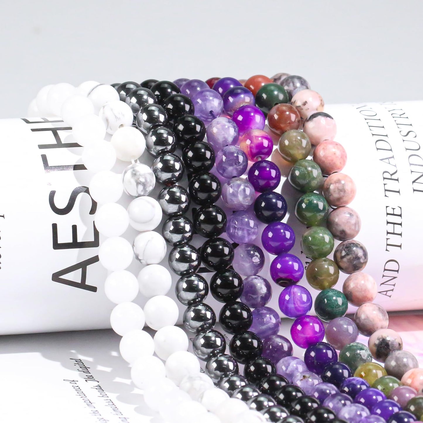 8mm Natural Amethyst Gemstone Round Loose Beads for Jewelry Making DIY Bracelets Necklace (45-48pcs/strand)