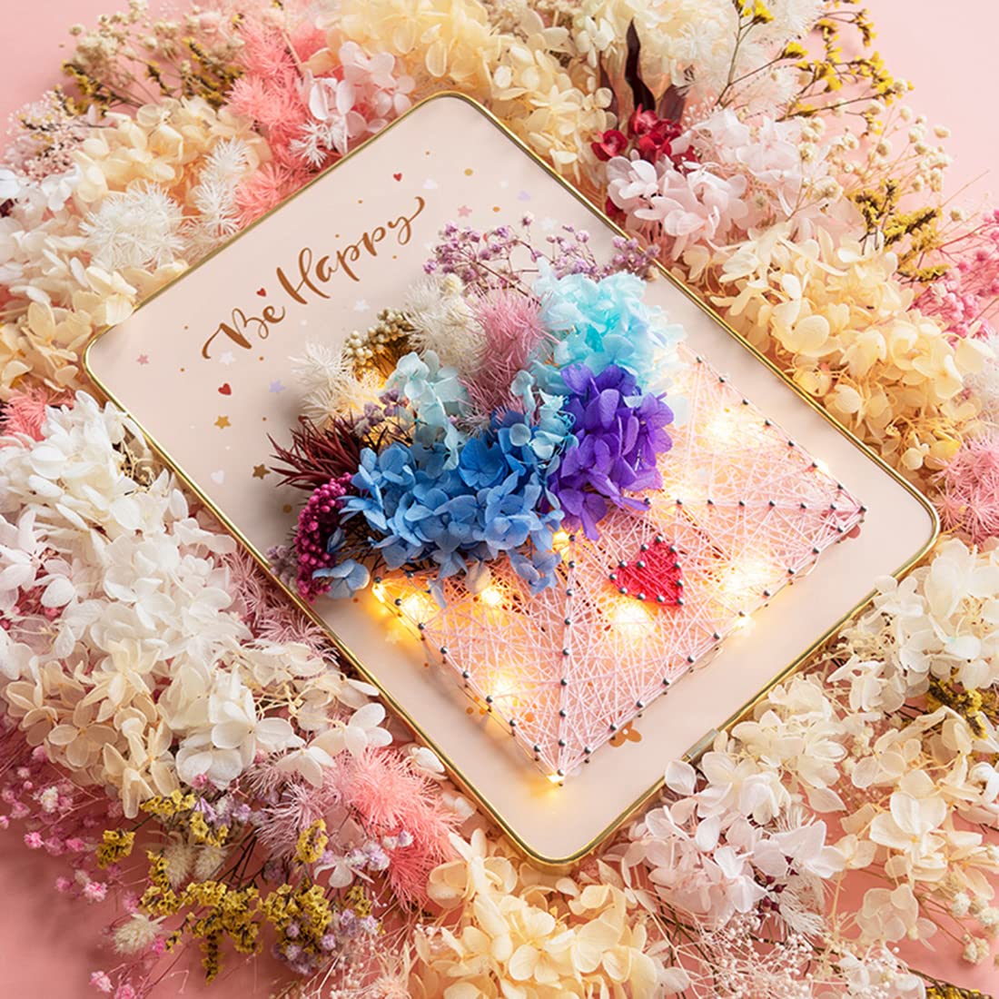 BAZIMA ALICE DIY String Art Kit for Beginner,Flowers String Art, DIY Dried Flowers Craft Kit, Unique Gift, Craft Kit for Holidays,Envelope and Flowers