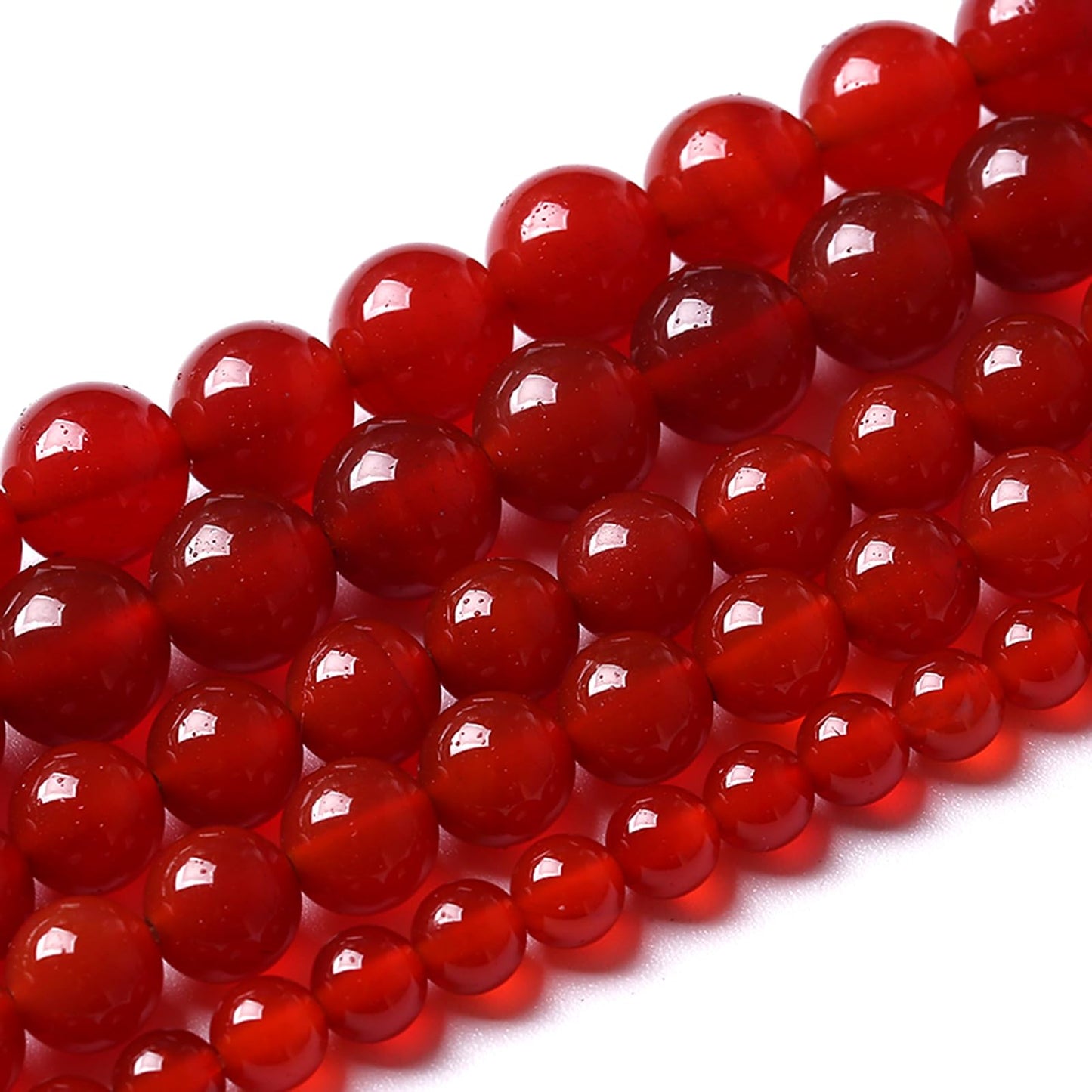 10MM 72pcs Semi-Precious Red Agate Beads Natural Stone Round Loose Beads for Jewelry Making DIY Bracelet Necklace 2 Strands 32"