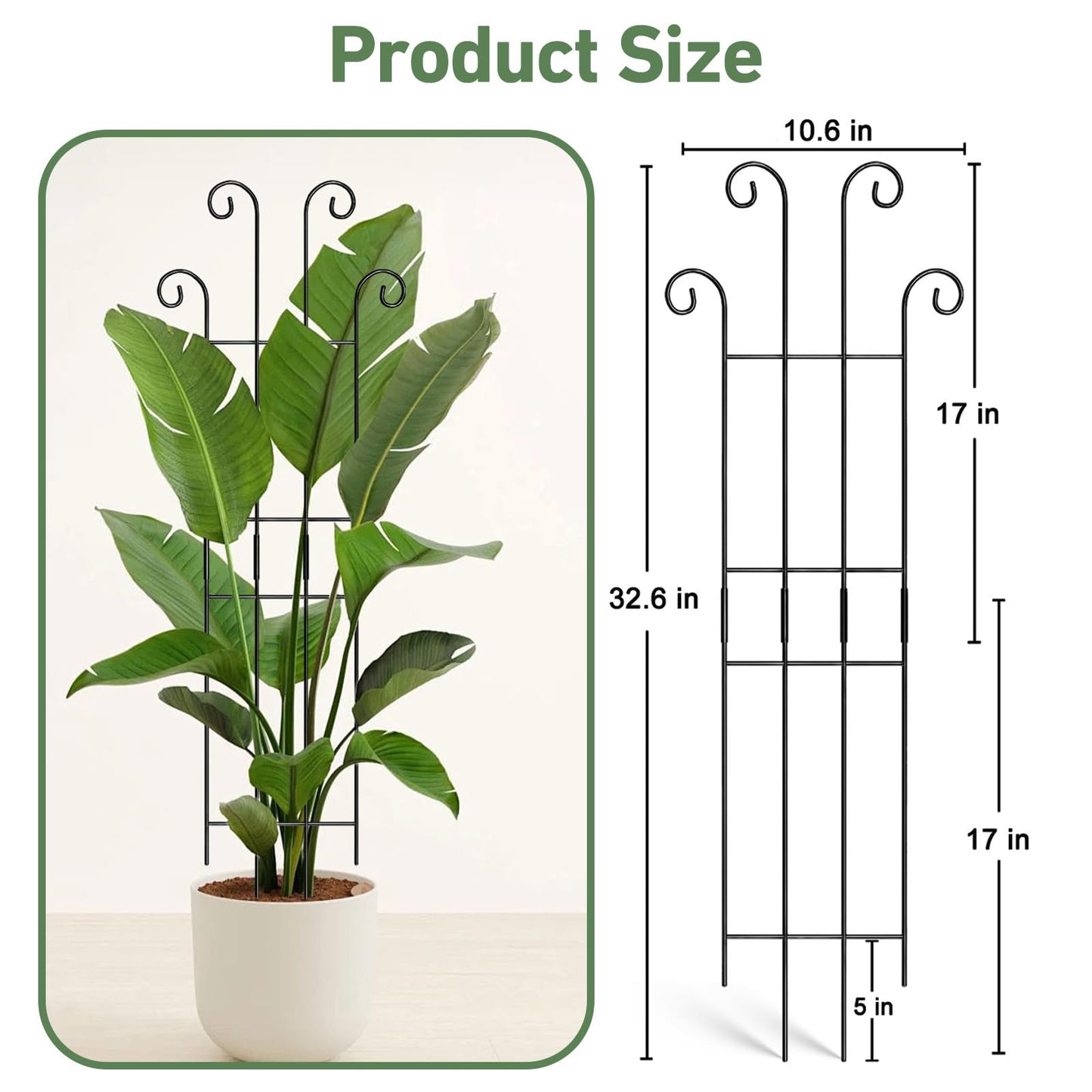 Xeeol 32.6in Tall Plant Trellis Indoor, Metal Garden Trellis for Climbing Plants, Expandable Trellis for Potted Plants for Ivy Pothos Hoya Monstera, 4 Pack