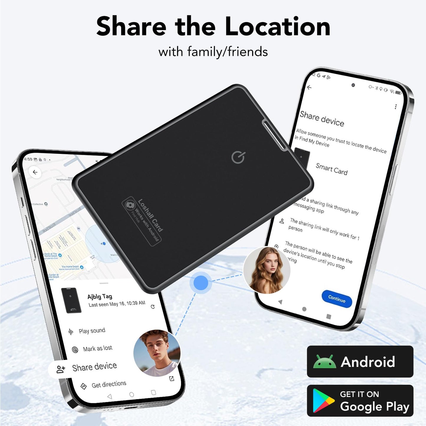 2 Pack Wallet Tracker Card for Android Bluetooth Tracker Work with Google Find Hub(Android Only), IP68 Waterproof, Item Finder for Bags, Keys, Passport