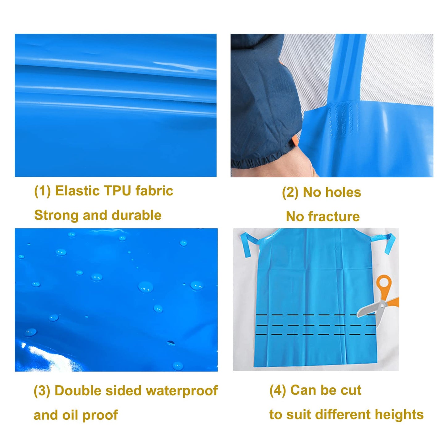 ELEBOX Waterproof Oil Proof Bib Apron Utility Apron Chemical Resistant Apron with Sleeve Work Apron Ultra Lightweight
