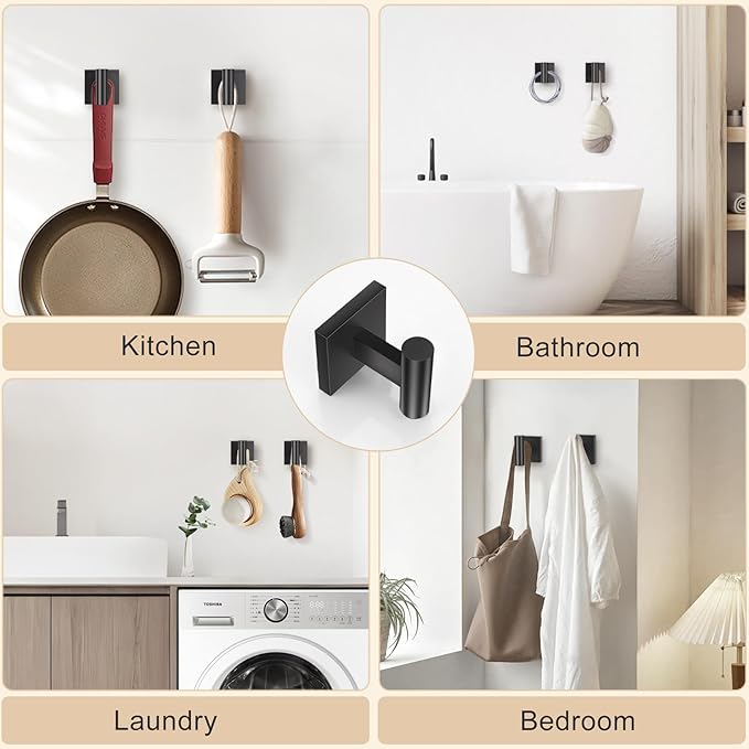 5-Piece Black Bathroom Hardware Set, SUS304 Stainless Steel Bathroom Accessories Set 23.6 inches Towel Bar, Toilet Paper Holder with Shelf, Towel Ring and Two Towel Hooks Wall-Mounted