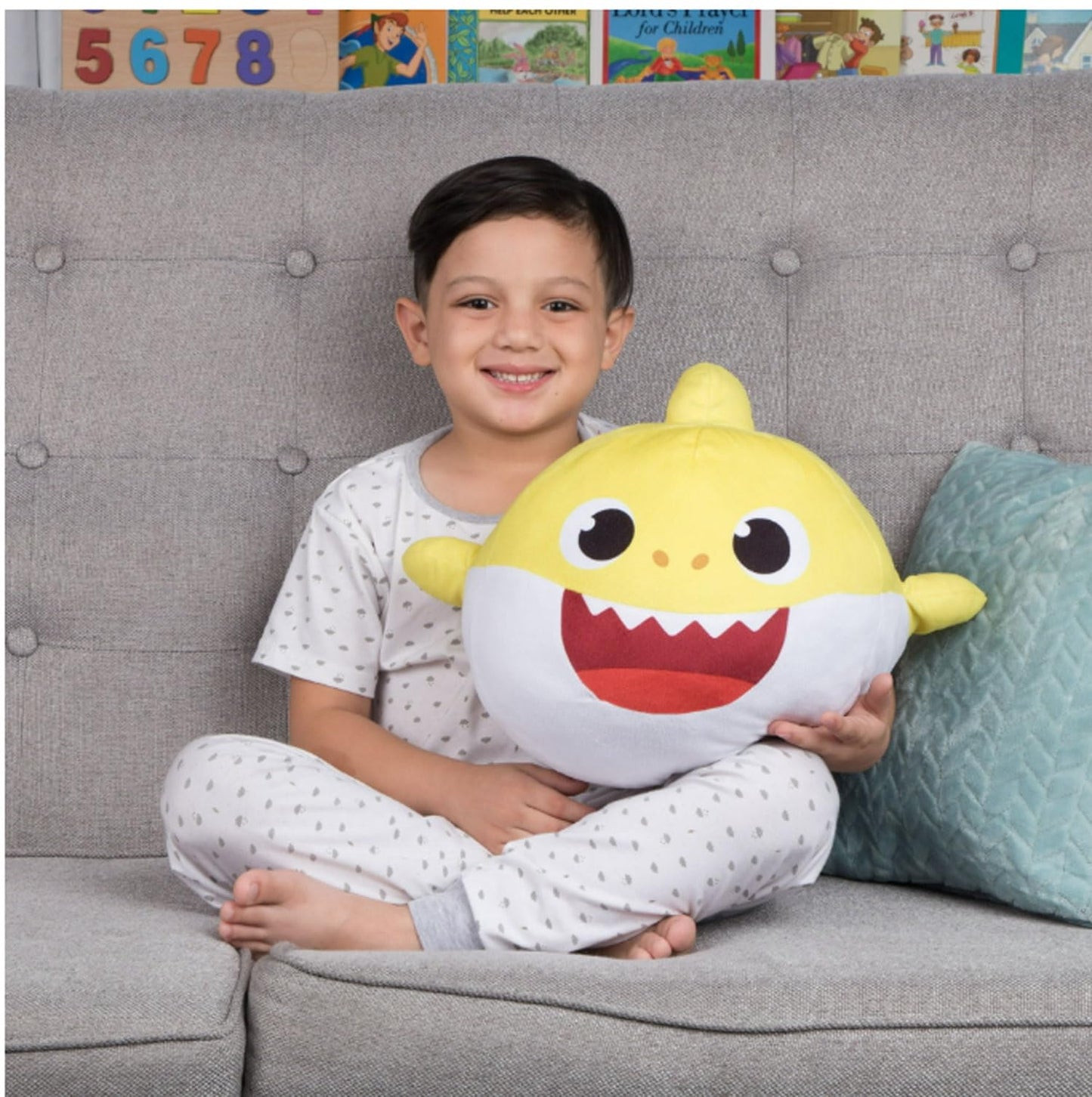 Nickelodeon Baby Shark Kids Plush Cuddle and Decorative Pillow Buddy, Yellow 15" Tall