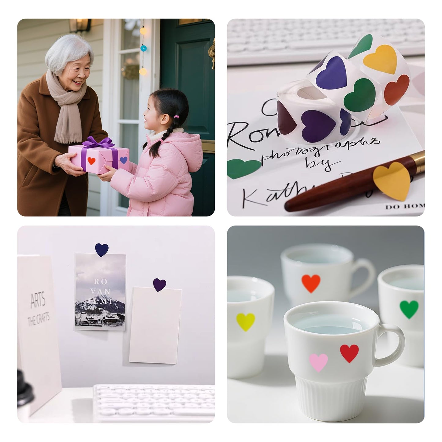 Yucenora 500 Pcs Heart Stickers, 1 Inch Colorful Cute Love Labels for Envelopes, Wedding, Crafting, Scrapbooking, Gift Card (Multicolor)