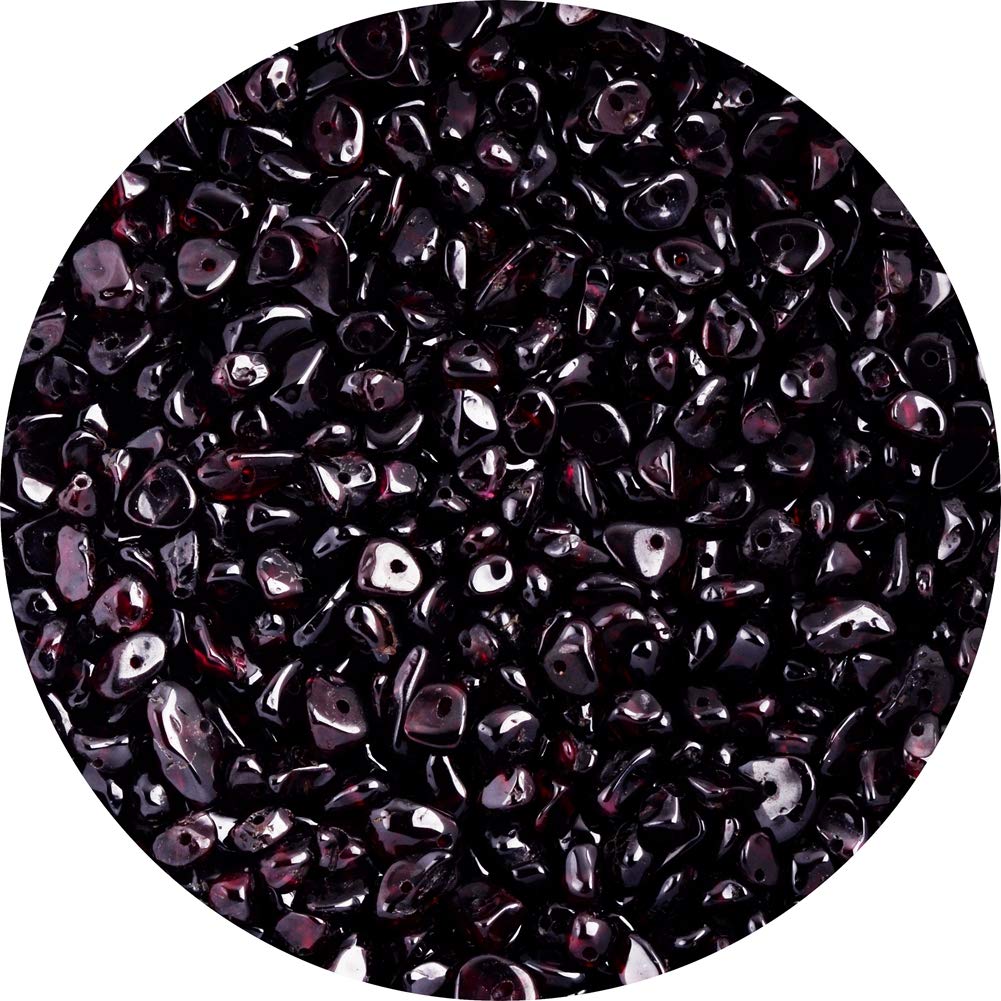 Natural Chip Stone Beads 5-8mm Garnet About 400 Pieces Irregular Gemstones Healing Crystal Loose Rocks Bead Hole Drilled DIY for Bracelet Jewelry Making Crafting (5-8mm, Garnet)