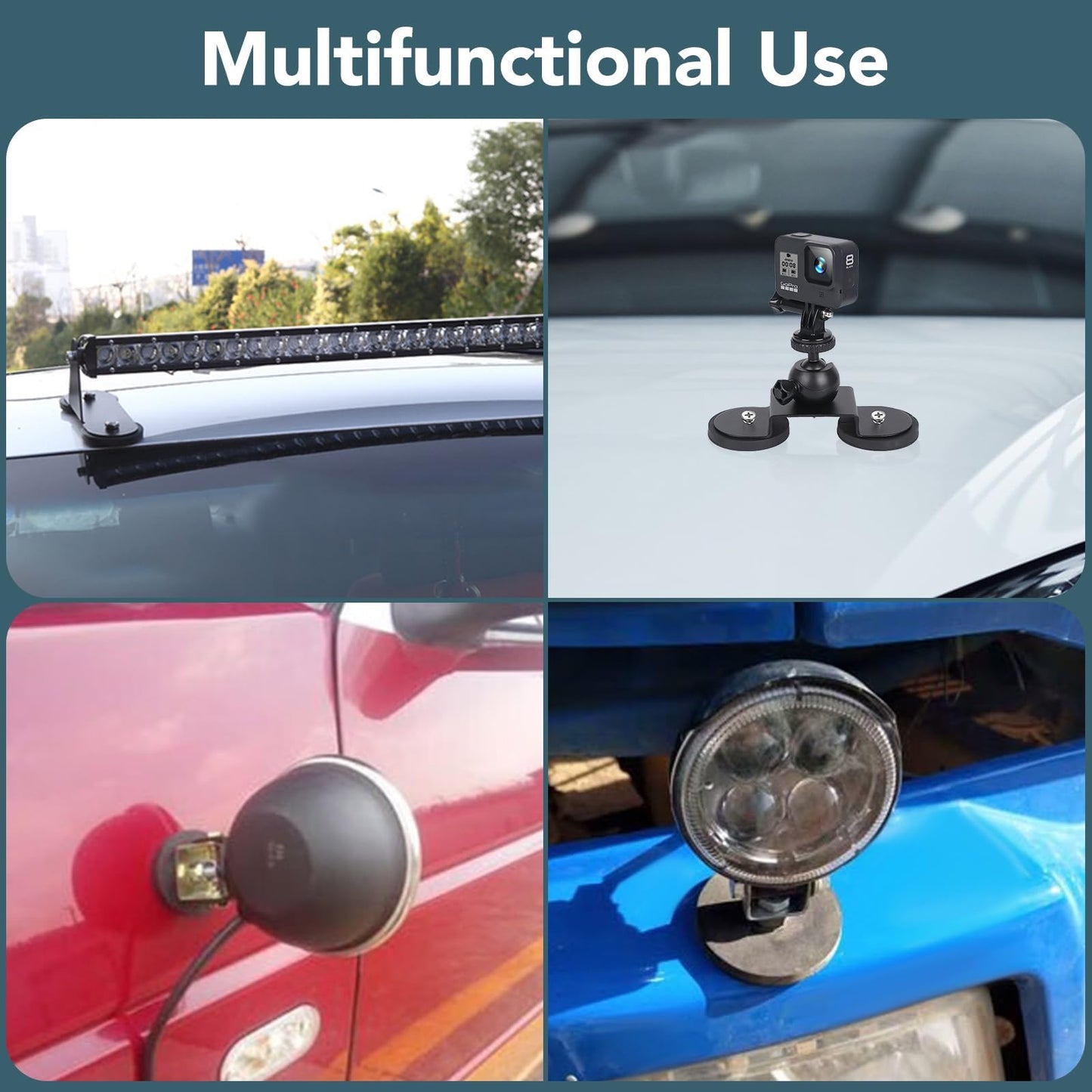DIYMAG 1/4 inch Rubber Coated Anti-Scratch Mounting Magnet for Camera, Adhesive Power 120LBS 12Pcks Magnets Based with Strong Magnetic License Plate Hold for Light Bar, Mirror, Camera，PTZ
