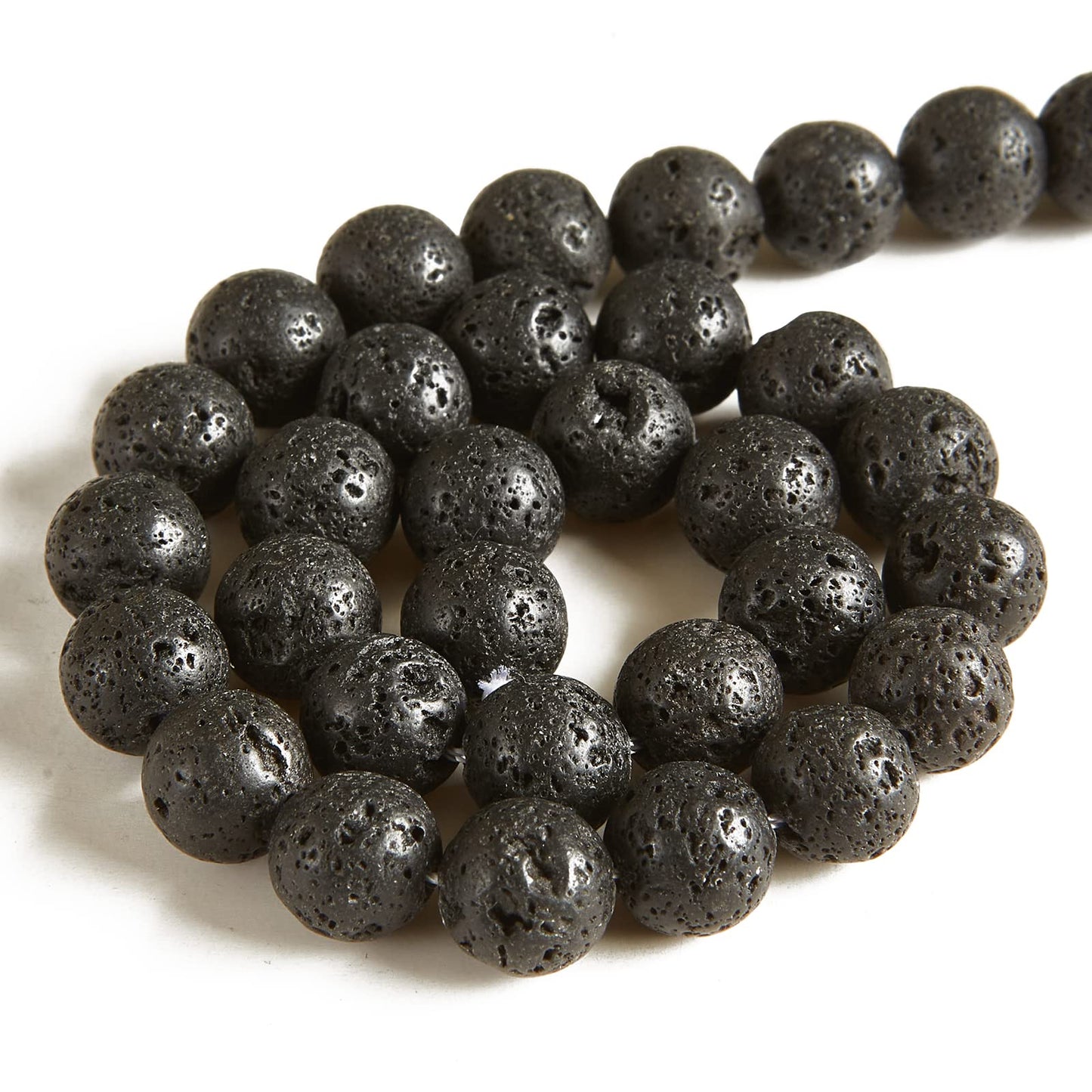 100pcs 6mm Black Lava Beads Natural Gemstone Beads Round Loose Beads for Jewelry Making
