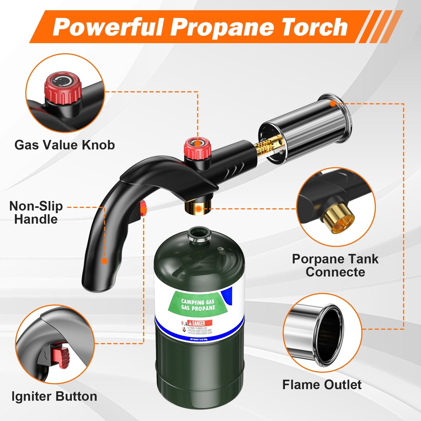 Yunziling Propane Torch – Adjustable Grill Torch with Flame Control for Steak, BBQ, Campfire & Charcoal Starter – Professional Kitchen Torch for Culinary & Outdoor Use (Propane Tank Not Included)