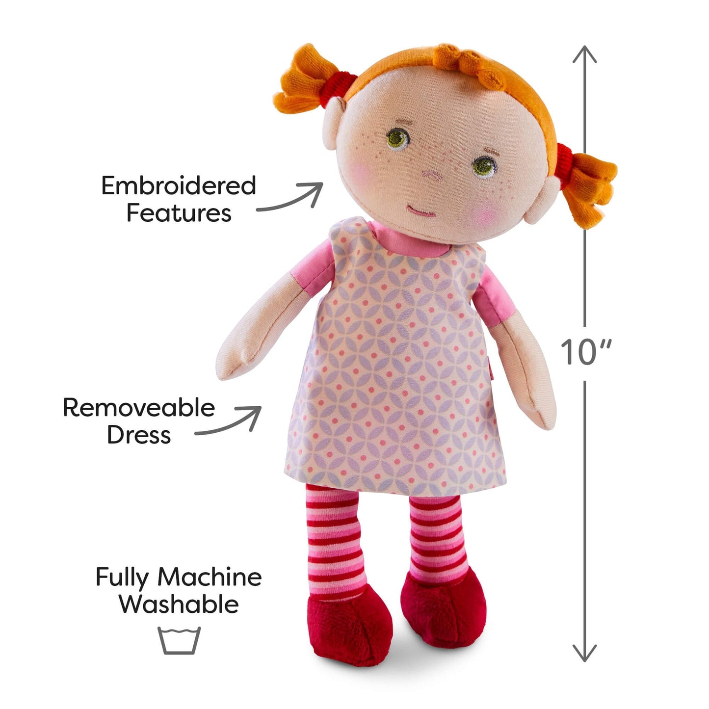 HABA Snug-up Roya – Soft Baby Doll with Red Hair & Embroidered Face, Washable First Baby Doll