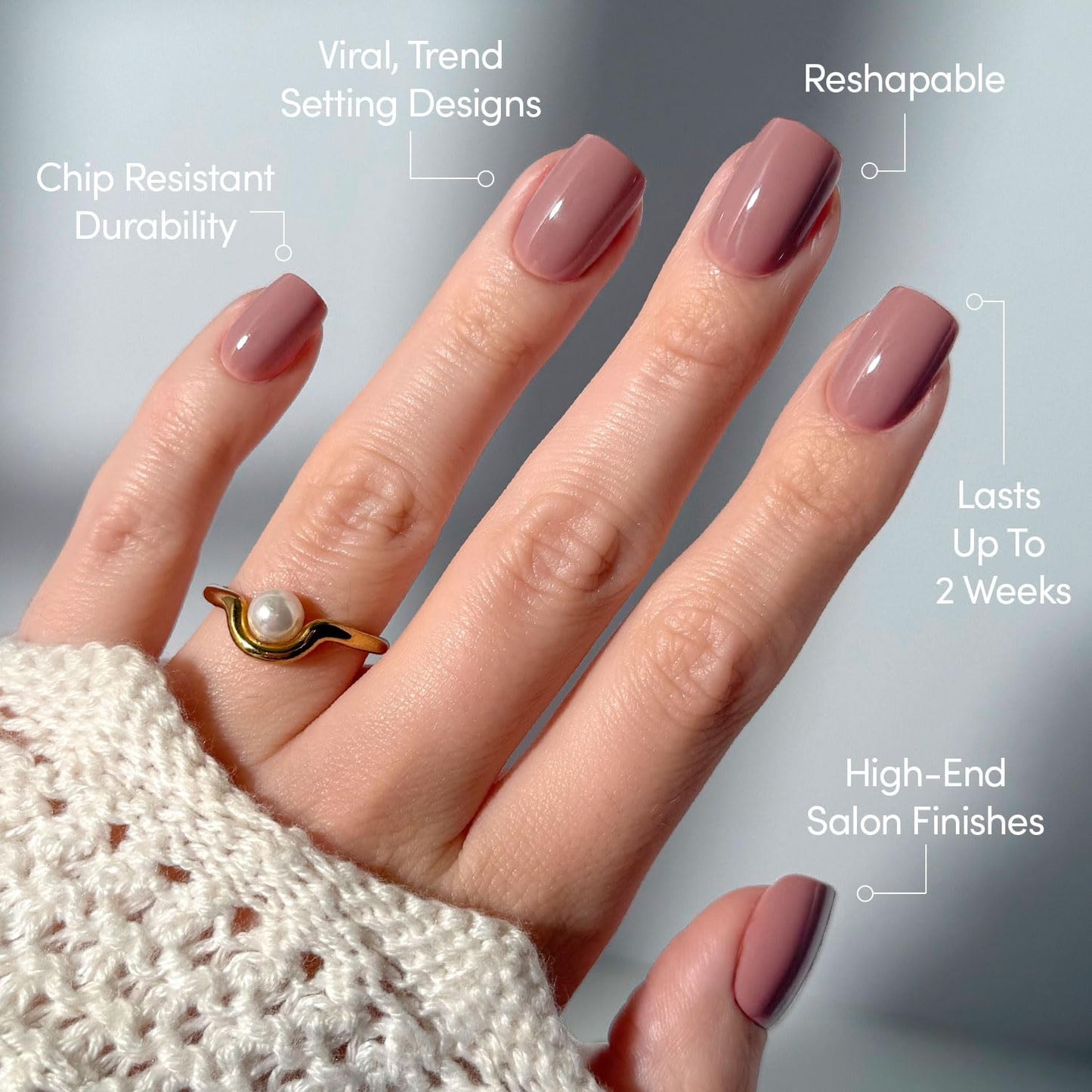 Glamnetic Press-On Nails Bundle - Mauve Cutie & Mauve On | 2 Muted Purple Fake Nails in Super Short & Short Squoval | Durable, Salon-Quality Nail Kits
