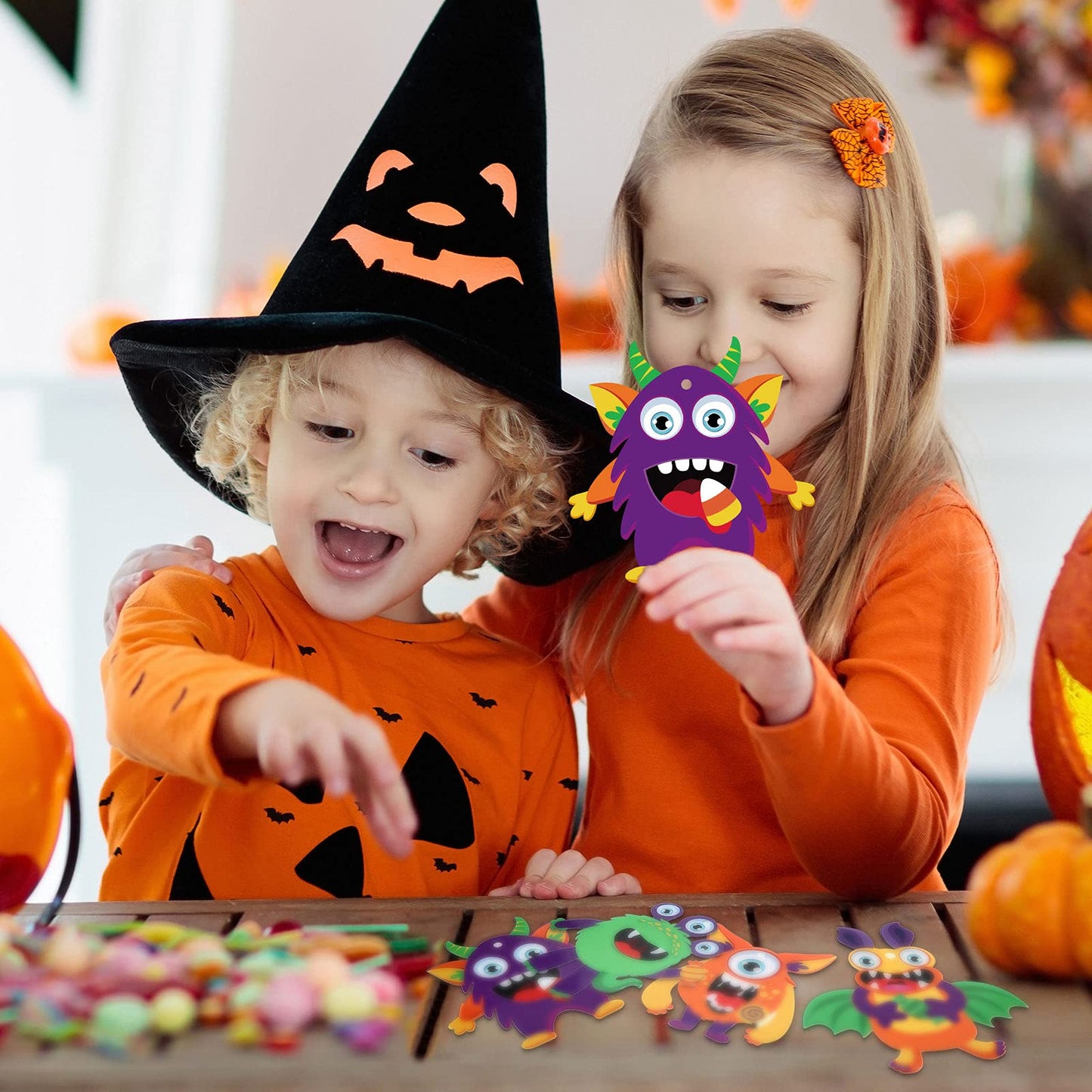 Sumind 36 Sets Halloween Craft Paper Ornaments Kits DIY Craft Halloween Paper Decorative Kit Art DIY Handcraft Supplies for Game Activities