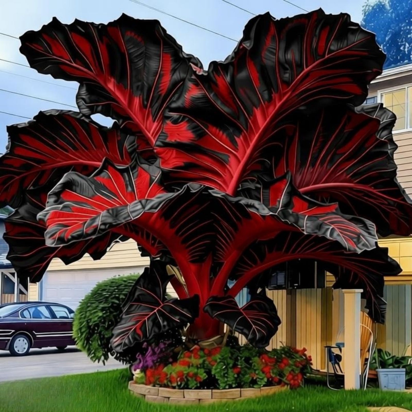 EDRHTJG Tropical Giant Foliage Elephant Ear for Garden Patio Yard Landscaping-Stunning Display Mixed Natural Colors (6)