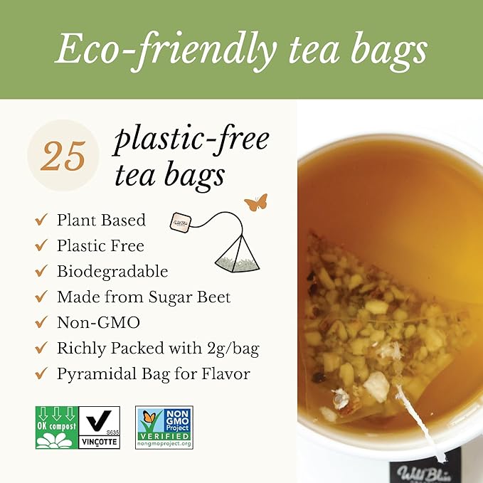 Wild Bliss Organic Wild Raw Dandelion Root Tea - Pharmacopoeia Quality Caffeine Free Herbal Detox Support - 25 Plant Based Tea Bags