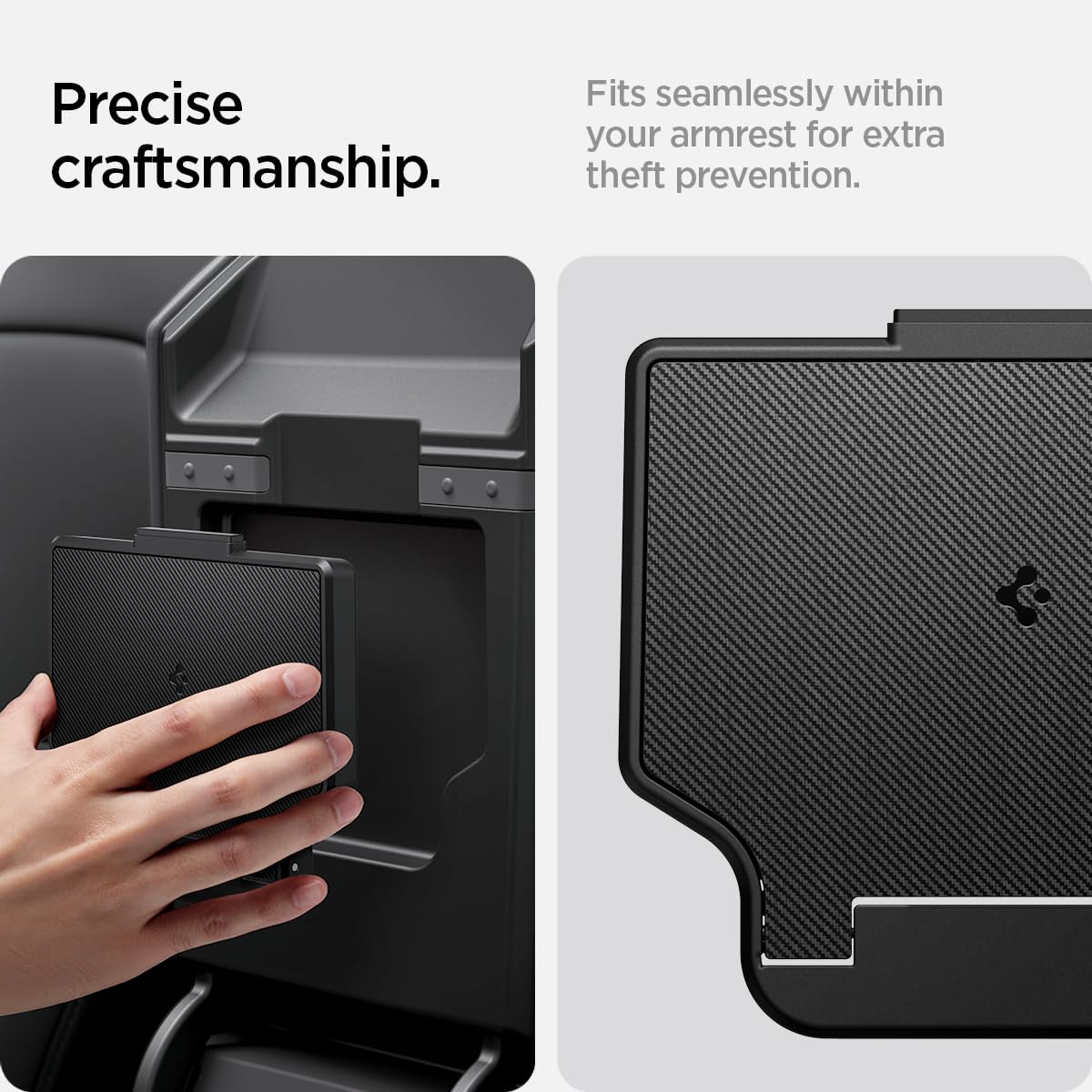 Spigen One-Tap Hidden Storage Box for Tesla Model Y Juniper (Standard, Premium & Performance 2026/2025) and Model 3 Highland (Standard, Premium & Performance 2026/25/24)