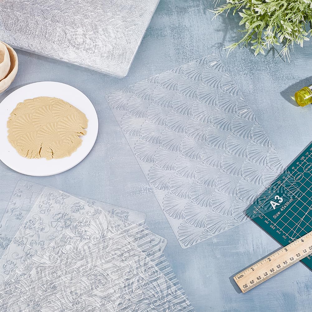 HOBBIESAY 12Pcs Clay Texture Sheet Boho Clay Texture Mats 7x10 Inch Polymer Clay Embossing Tools for Adult Women Earrings Jewelry Making