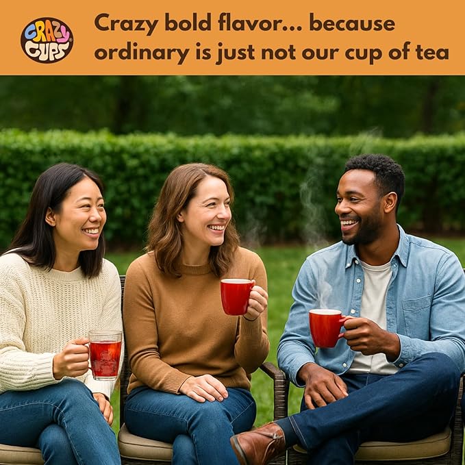 Crazy Cups Mango Twist Herbal Tea Pods, 22 Count | Caffeine Free, Kosher Certified, Fruity Tropical Chamomile Blend with Ginger & Hibiscus, K Cup Compatible, Vegan, Gluten Free Herbal Tea